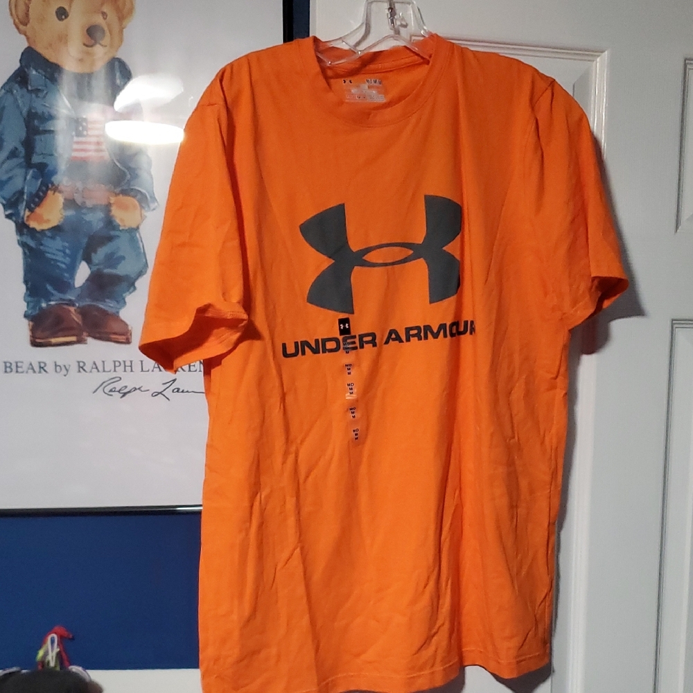 Under Armour Orange Short Sleeve Tee with Dark Logo Brand New